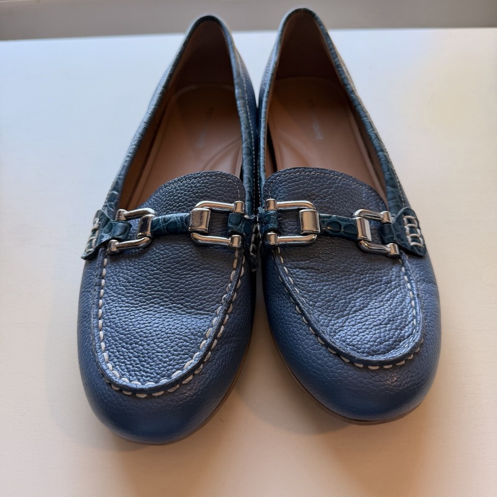 Easy Spirit Women's Megan Slip On Loafers Blue Croc Horse Bit Gorpcore